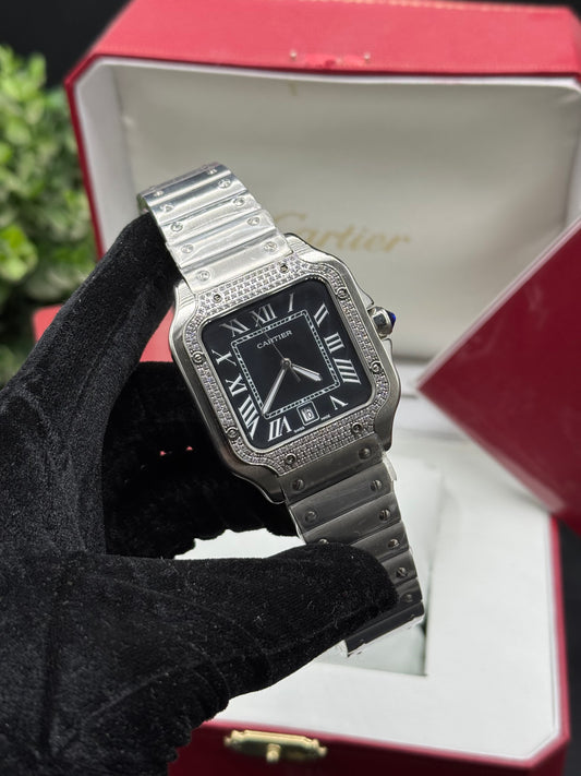 Cartier Santos Icedout Bezel Watch