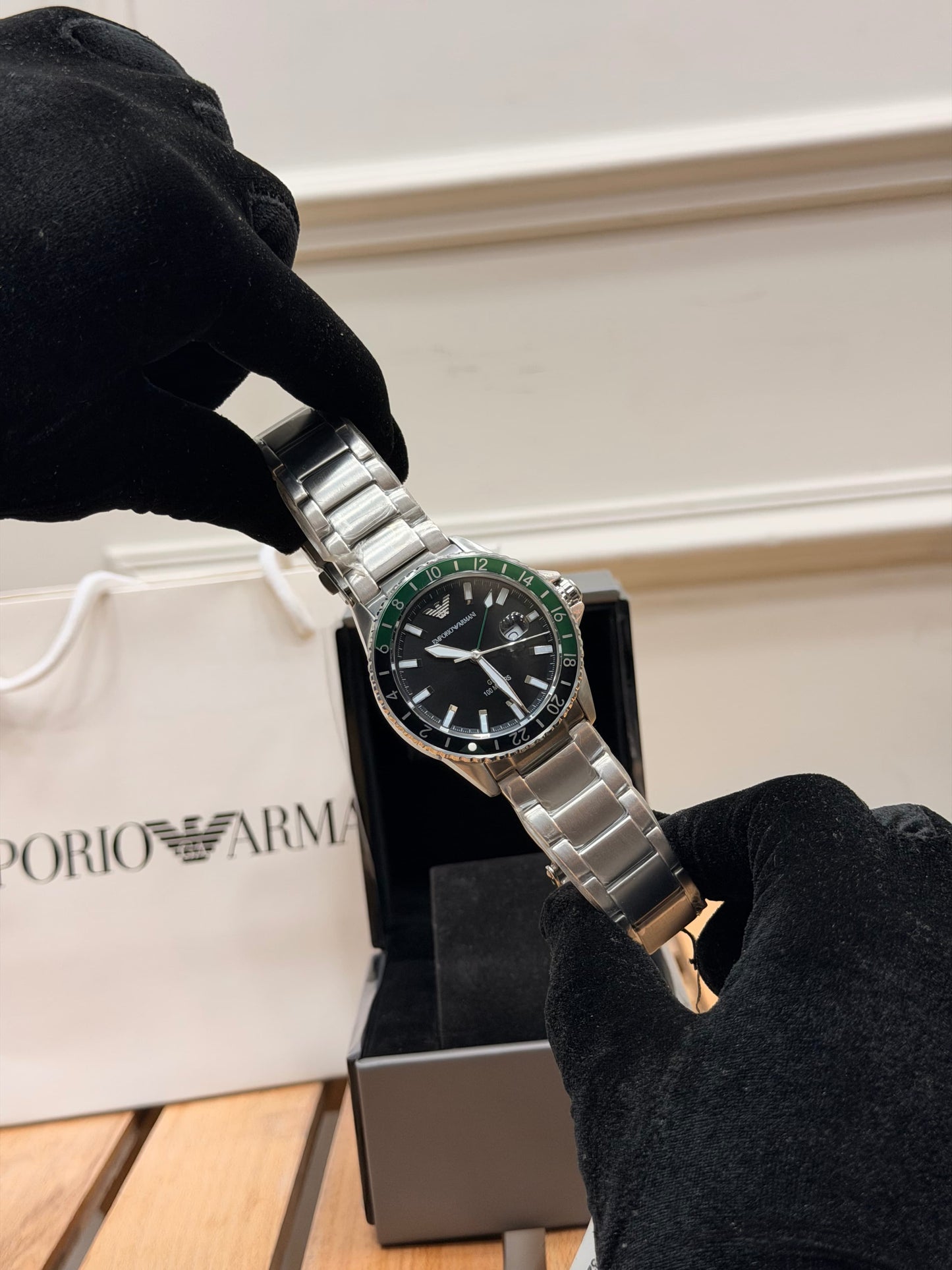 Emporio Armani GMT Green-Black ("Sprite"AR11589)_