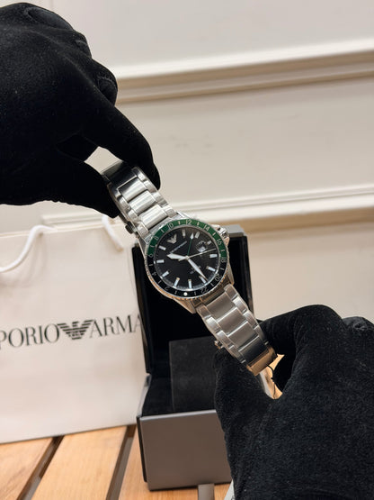 Emporio Armani GMT Green-Black ("Sprite"AR11589)_